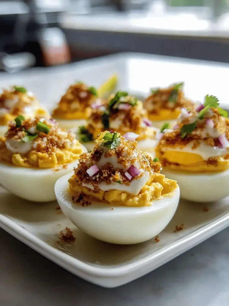 Savory Elote Deviled Eggs with a Chipotle Kick